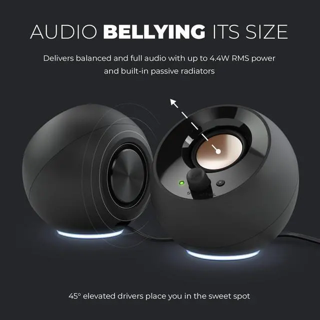 Alt view image 5 of 5 - SE Minimalist 2.0 USB-C Powered PC Speakers with RGB Lighting, 3.5 mm AUX-in, Up to 4.4W RMS Power for Computers and Laptops (Black)
