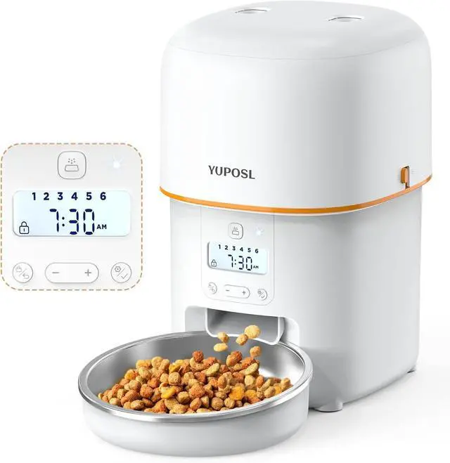 Alt view image 4 of 7 - Automatic Cat Feeder - 2L Cat Food Dispenser, Timed Auto Pet Feeder with 180-day Battery Life, 1-6 Meals Per Day, 1-16 Portion, Desiccant Bag Keeps Dry Food Fresh, Voice Recorder, Also for Small Dogs