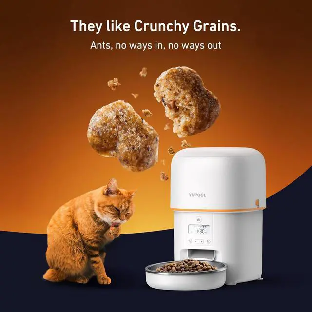 Alt view image 5 of 7 - Automatic Cat Feeder - 2L Cat Food Dispenser, Timed Auto Pet Feeder with 180-day Battery Life, 1-6 Meals Per Day, 1-16 Portion, Desiccant Bag Keeps Dry Food Fresh, Voice Recorder, Also for Small Dogs