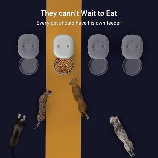 Alt view image 3 of 7 - Automatic Cat Feeder - 2L Cat Food Dispenser, Timed Auto Pet Feeder with 180-day Battery Life, 1-6 Meals Per Day, 1-16 Portion, Desiccant Bag Keeps Dry Food Fresh, Voice Recorder, Also for Small Dogs