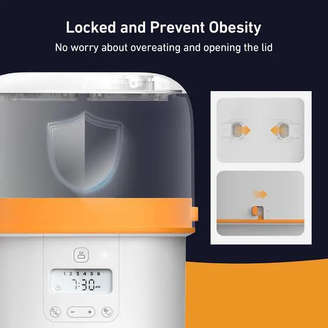 Alt view image 2 of 7 - Automatic Cat Feeder - 2L Cat Food Dispenser, Timed Auto Pet Feeder with 180-day Battery Life, 1-6 Meals Per Day, 1-16 Portion, Desiccant Bag Keeps Dry Food Fresh, Voice Recorder, Also for Small Dogs