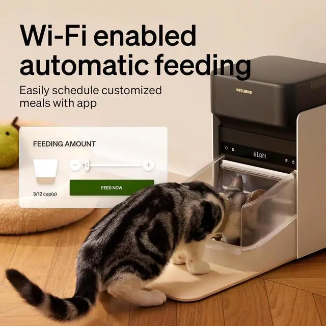 Alt view image 4 of 7 - Upgraded  Automatic Cat Feeder, 5G Wi-Fi Automatic Pet Feeder, 3L Auto Cat Feeder App Control with Light Collar Tag, Tag Activated One Automatic Cat Food Dispenser 1-10 Meals Control