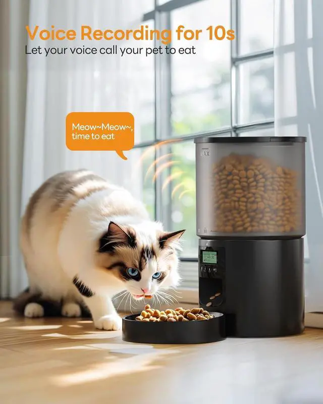 Alt view image 3 of 7 - Automatic Cat Feeder Food Dispenser: 4L Auto Dog Feeder with 1-6 Meals Cat Feeder Automatic Customized Feeding Schedule for Cats & Dogs - Cat Automatic Feeders