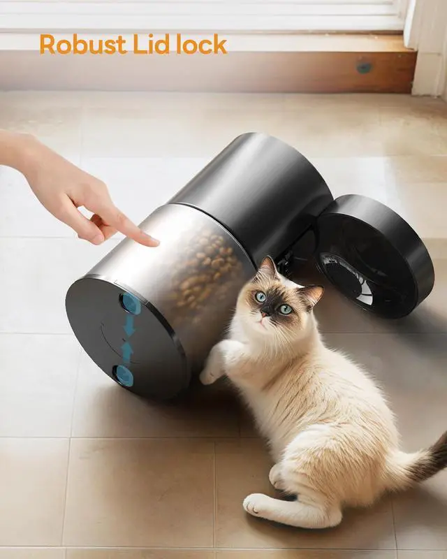 Alt view image 4 of 7 - Automatic Cat Feeder Food Dispenser: 4L Auto Dog Feeder with 1-6 Meals Cat Feeder Automatic Customized Feeding Schedule for Cats & Dogs - Cat Automatic Feeders