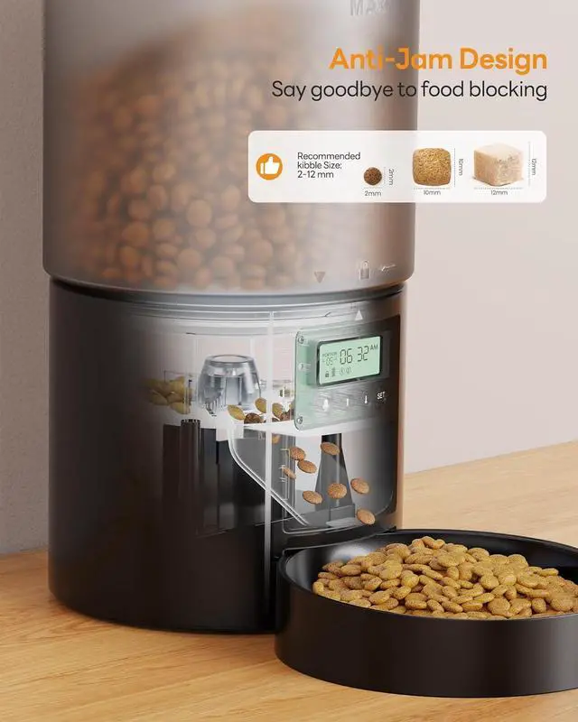 Alt view image 5 of 7 - Automatic Cat Feeder Food Dispenser: 4L Auto Dog Feeder with 1-6 Meals Cat Feeder Automatic Customized Feeding Schedule for Cats & Dogs - Cat Automatic Feeders