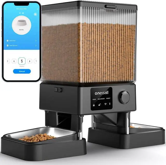 Main image of Automatic Cat Feeder with 5G WiFi, Automatic Cat Food Dispenser for 2 Cats Small Pets, 20 Cups/5L Timed Dry Food Dispenser with APP Control
