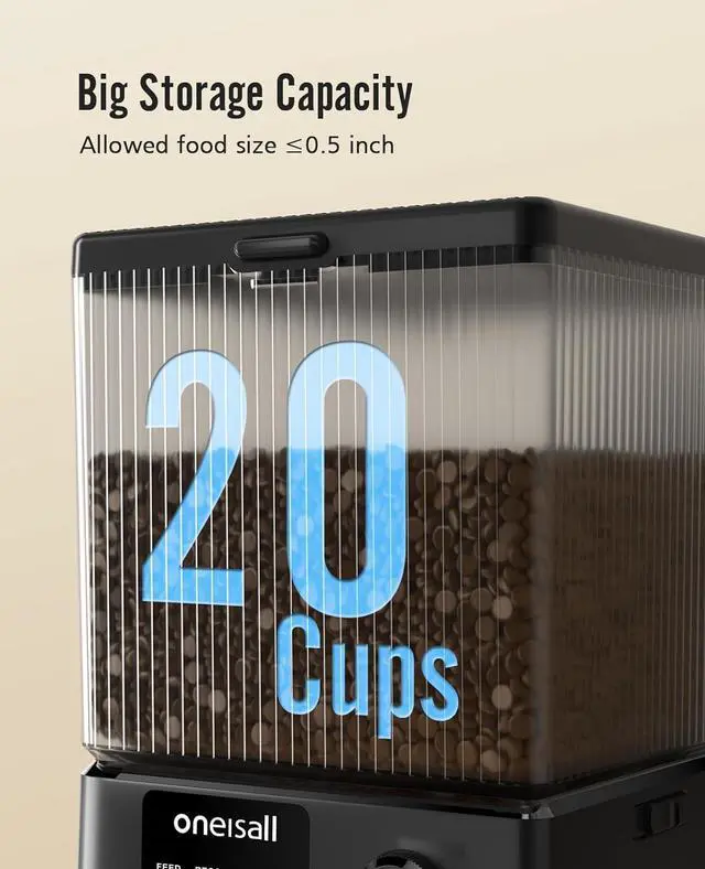 Alt view image 5 of 7 - Automatic Cat Feeder with 5G WiFi, Automatic Cat Food Dispenser for 2 Cats Small Pets, 20 Cups/5L Timed Dry Food Dispenser with APP Control