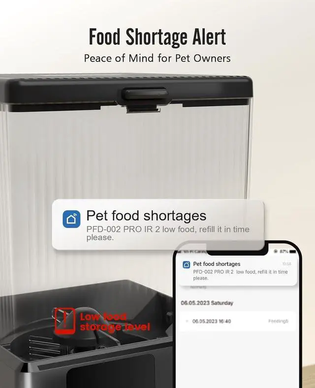 Alt view image 7 of 7 - Automatic Cat Feeder with 5G WiFi, Automatic Cat Food Dispenser for 2 Cats Small Pets, 20 Cups/5L Timed Dry Food Dispenser with APP Control