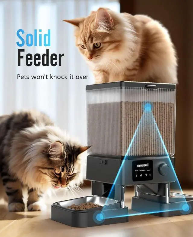 Alt view image 6 of 7 - Automatic Cat Feeder with 5G WiFi, Automatic Cat Food Dispenser for 2 Cats Small Pets, 20 Cups/5L Timed Dry Food Dispenser with APP Control