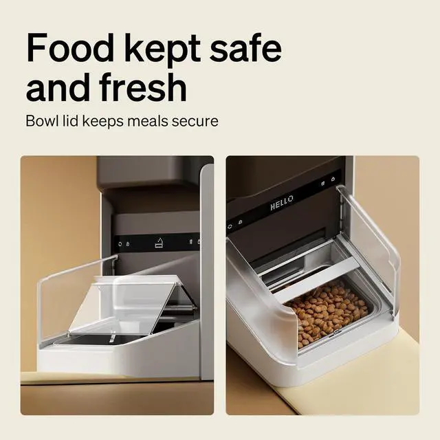 Alt view image 7 of 7 - Automatic Cat Feeders for 2 Cats, 5G Wi-Fi 2 Cat Feeder Automatic, 3L Auto Cat Feeders with Light Collar Tag, Tag Activated 2 Automatic Cat Food Dispensers with Bowl Lid 1-10 Meals