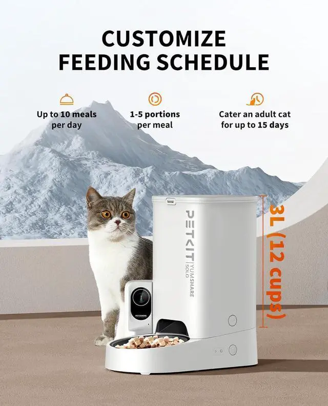 Alt view image 3 of 7 - Automatic Cat Feeder with Camera,1080P HD Video with Night Vision, Pet Feeder Dry Food Dispenser with 2-Way Audio, Food Shortage Sensor, 2.4G WiFi Smart App Control, Personal Meal Call