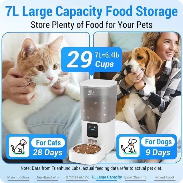 Alt view image 5 of 7 - 5G WiFi Automatic Cat Feeder with Wall Hook: Automatic Dog Feeder with 7L Large Cat Food Storage Container, Cat Food Dispenser with Alexa for Multiple Pets, Detachable for Easy Clean -29 Cup
