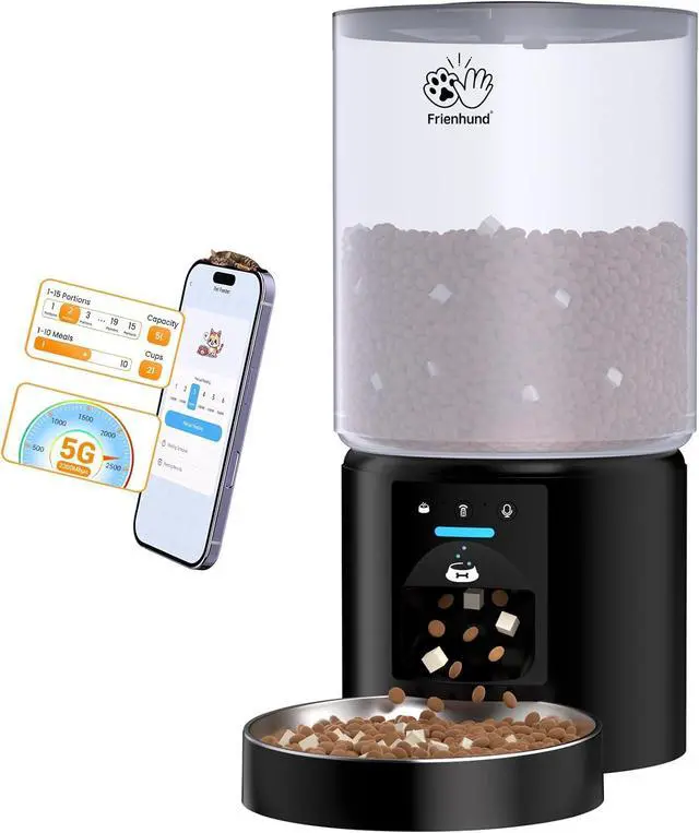 Main image of Automatic Cat Feeder with Sealed Outlet: 5G WiFi Automatic Dog Feeder with 5L Large Cat Food Storage Container, Timed Cat Food Dispenser for Multiple Pets, Detachable for Easy Clean - 21 Cup