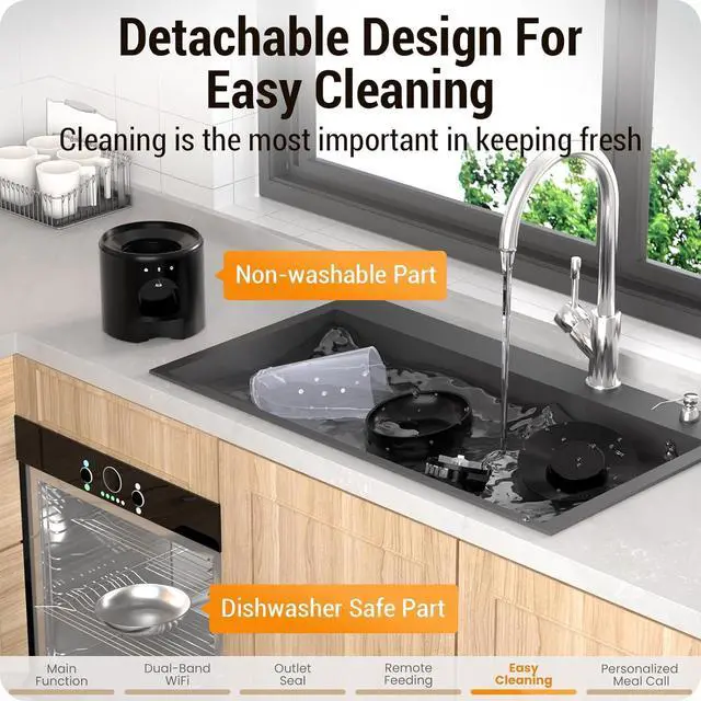 Alt view image 6 of 7 - Automatic Cat Feeder with Sealed Outlet: 5G WiFi Automatic Dog Feeder with 5L Large Cat Food Storage Container, Timed Cat Food Dispenser for Multiple Pets, Detachable for Easy Clean - 21 Cup