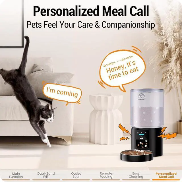 Alt view image 7 of 7 - Automatic Cat Feeder with Sealed Outlet: 5G WiFi Automatic Dog Feeder with 5L Large Cat Food Storage Container, Timed Cat Food Dispenser for Multiple Pets, Detachable for Easy Clean - 21 Cup