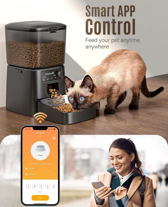 Alt view image 2 of 7 - Automatic Cat Feeder, 2.4G WiFi Cat Food Dispenser with App, 12 Cups/3.5L Auto Cat Feeder for Dry Food, Timed Cat Feeder with Portion Control for Small Pets Indoor