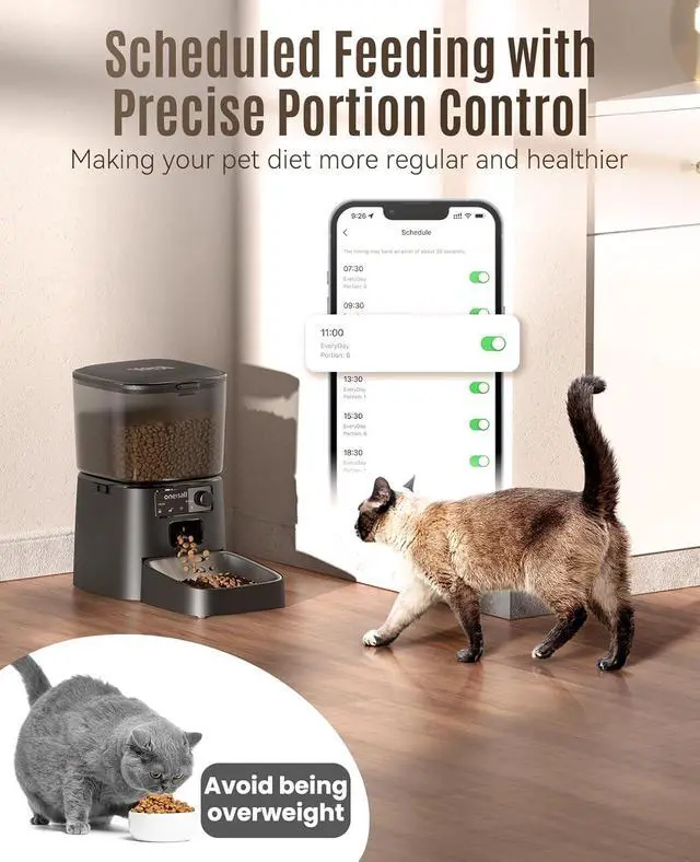 Alt view image 3 of 7 - Automatic Cat Feeder, 2.4G WiFi Cat Food Dispenser with App, 12 Cups/3.5L Auto Cat Feeder for Dry Food, Timed Cat Feeder with Portion Control for Small Pets Indoor