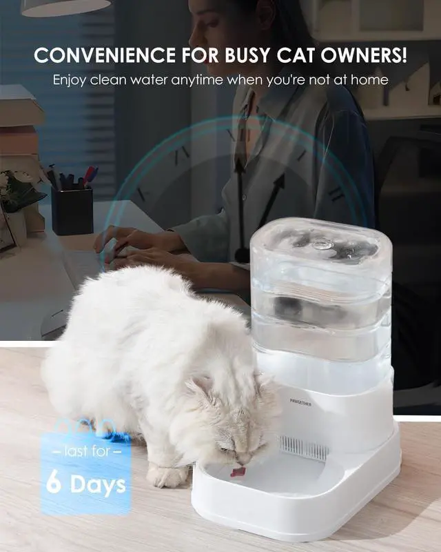 Alt view image 2 of 7 - Gravity Automatic Pet Water Dispenser with Filter for Cats and Small Dogs 1 Gallon/3.5L Auto Pet Waterer Dog Water Dispenser, Easy to Fill