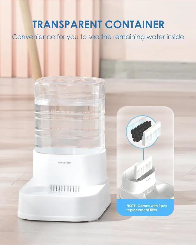 Alt view image 4 of 7 - Gravity Automatic Pet Water Dispenser with Filter for Cats and Small Dogs 1 Gallon/3.5L Auto Pet Waterer Dog Water Dispenser, Easy to Fill