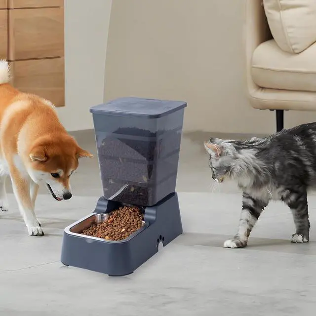 Alt view image 6 of 6 - Pets Auto Feeder 5.2L,Food Feeder and Water Dispenser Set for Medium & Large Dogs Cats and Pets Animals (Navy)
