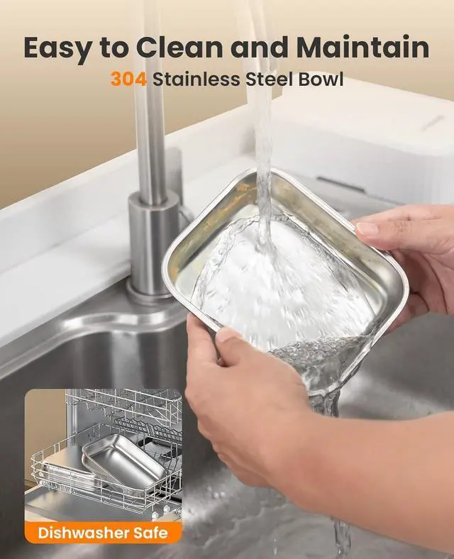 Alt view image 6 of 7 - 2-Meal Automatic Cat Feeder for Wet Food & Dry Food, Wet Cat Food Dispenser with 2 Ice Packs and Stainless Steel Bowl, Automatic Pet Feeder for Cats and Small Dog with 48H-Timer