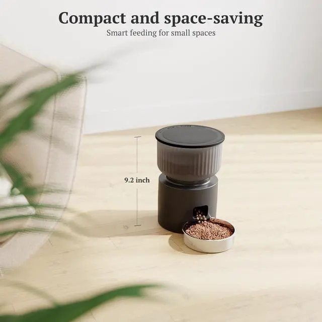 Alt view image 6 of 6 - Automatic Cat Feeder, WiFi Cat Feeder with APP Control for Remote Feeding, Detachable Cat Food Dispenser for Easy Clean, 3L Auto Pet Feeder for Cats & Small Dogs, Up to 10 Meals Per Day, Black