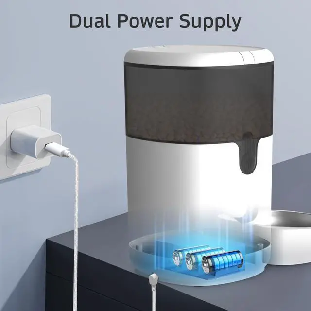 Alt view image 3 of 7 - Smart Automatic Cat Feeder, 4L Timed Pet Feeder for Cats with LCD Display, Auomatic Cat Food Dispenser Easy Programmable Portion Control with Desiccant Bag Dual Power Supply 10S Voice Recorder