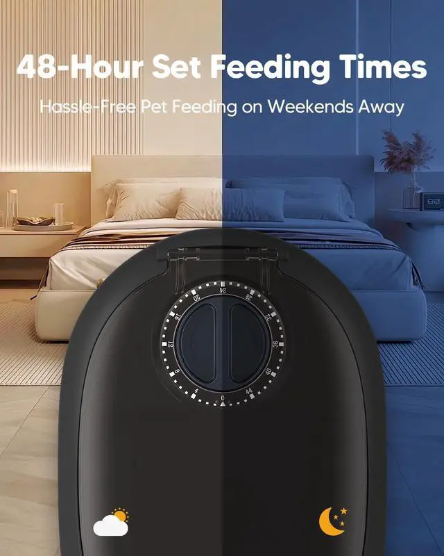 Alt view image 5 of 7 - Automatic Cat Feeder,48-Hour Timer Cat Bowl with Ice Gel Pack Refrigeration Function,Perfect for Small Dogs&Cats,Can and Wet Food Feeding,Black