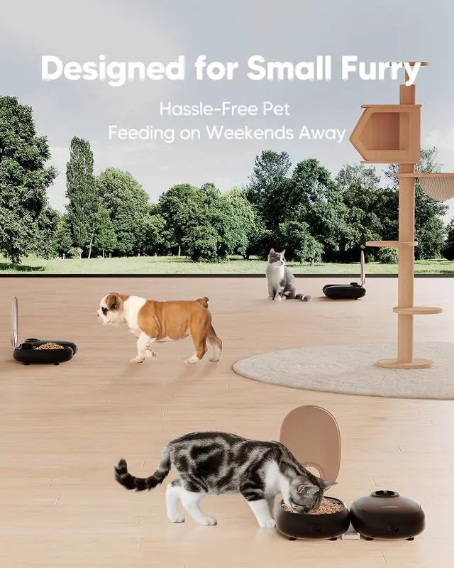 Alt view image 4 of 7 - Automatic Cat Feeder,48-Hour Timer Cat Bowl with Ice Gel Pack Refrigeration Function,Perfect for Small Dogs&Cats,Can and Wet Food Feeding,Black