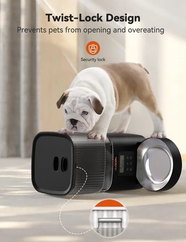 Alt view image 3 of 6 - Automatic Cat Feeder, 4L Automatic Dog Feeder with 180-Day Battery Life, Programmable Cat Food Dispenser with Stainless Steel Bowl,1-6 Meals Per Day