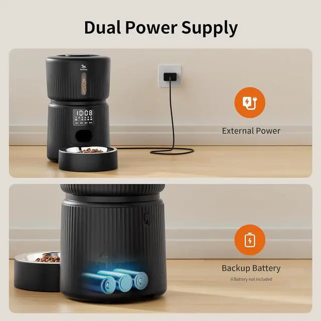 Alt view image 5 of 6 - Automatic Cat Feeder - 6 Meals Automatic Cat Food Dispenser with Slow Feeding for Cats and Small Dogs, Dual Power Supply Including Desiccant Bag