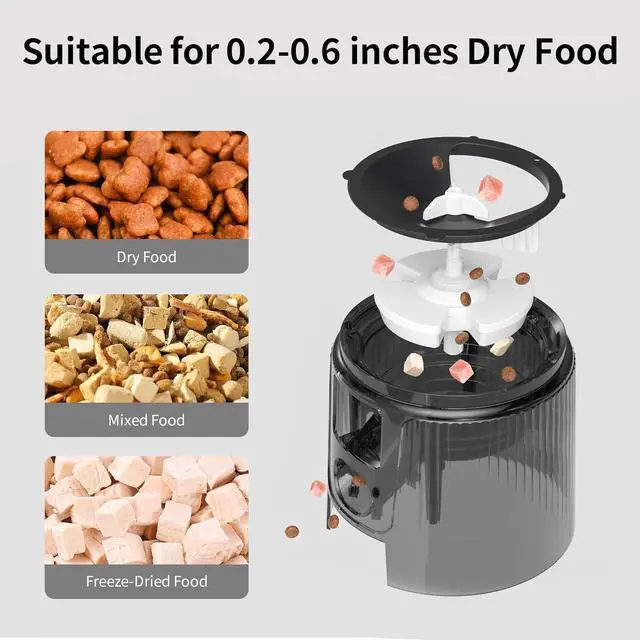 Alt view image 6 of 6 - Automatic Cat Feeder - 6 Meals Automatic Cat Food Dispenser with Slow Feeding for Cats and Small Dogs, Dual Power Supply Including Desiccant Bag