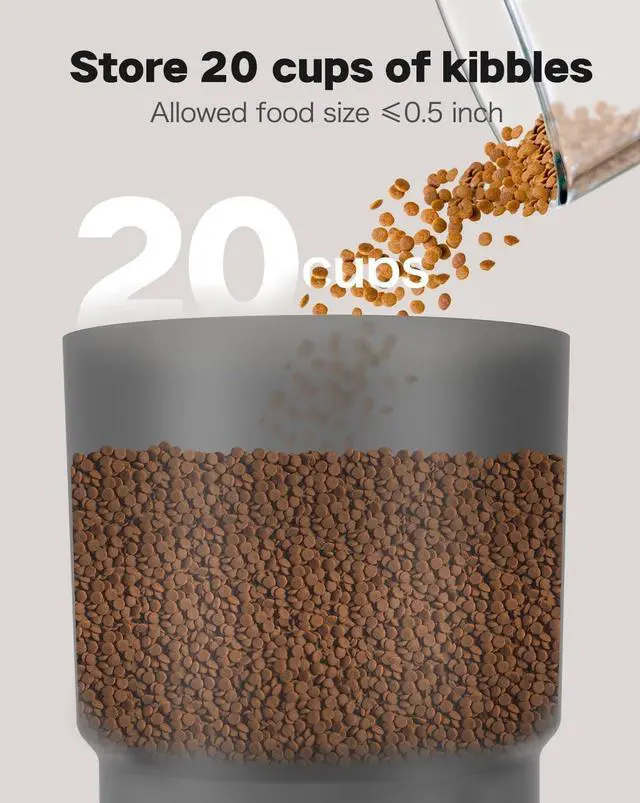 Alt view image 5 of 7 - Automatic Cat Feeder for 2 Cats, 3L Cat Food Dispenser Auto Cat Feeder with 2 Stainless Bowls, 10s Meal Call Dual Power Supply and Timer Setting 12 Portions 6 Meals Per Day for Cats (Black, 5L)