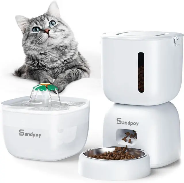 Main image of Automatic Cat Feeder and Water Dispenser FW1, 3L Cat Food Dispenser with Locking Lid, Two-in-One Set Timed Cat Feeder for Cats and Puppies, Pet Feeder with Portion Control, 4 Daily Meals