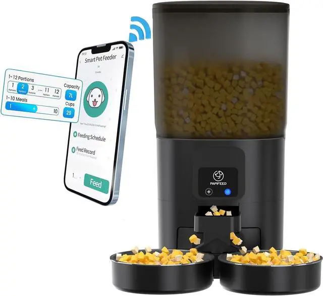 Main image of 7L Automatic Cat Feeders for 2 Cats - 2.4G WiFi Timed Auto Feeder with APP Control for Remote Feeding, Automatic Cat Food Dispenser with Alexa, Detachable for Easy Clean, 1-10 Meals Per Day