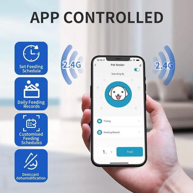 Alt view image 2 of 7 - 7L Automatic Cat Feeders for 2 Cats - 2.4G WiFi Timed Auto Feeder with APP Control for Remote Feeding, Automatic Cat Food Dispenser with Alexa, Detachable for Easy Clean, 1-10 Meals Per Day