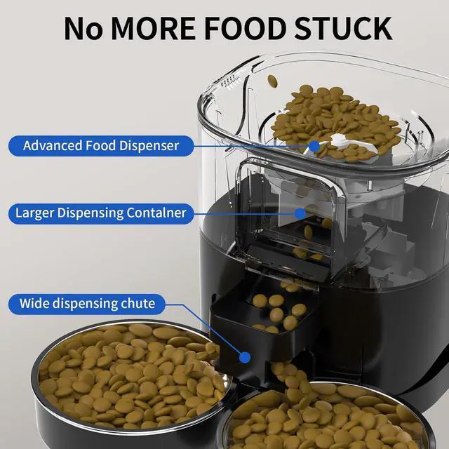 Alt view image 5 of 7 - 7L Automatic Cat Feeders for 2 Cats - 2.4G WiFi Timed Auto Feeder with APP Control for Remote Feeding, Automatic Cat Food Dispenser with Alexa, Detachable for Easy Clean, 1-10 Meals Per Day