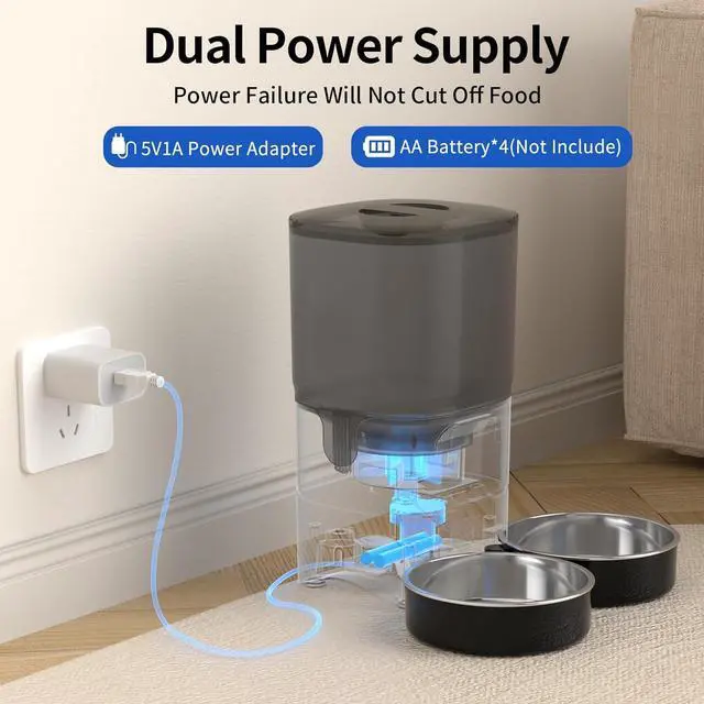 Alt view image 6 of 7 - 7L Automatic Cat Feeders for 2 Cats - 2.4G WiFi Timed Auto Feeder with APP Control for Remote Feeding, Automatic Cat Food Dispenser with Alexa, Detachable for Easy Clean, 1-10 Meals Per Day