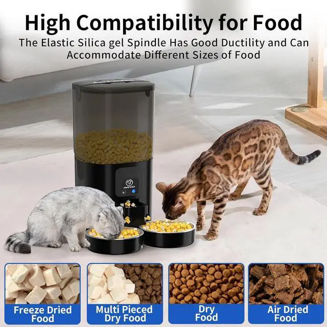 Alt view image 7 of 7 - 7L Automatic Cat Feeders for 2 Cats - 2.4G WiFi Timed Auto Feeder with APP Control for Remote Feeding, Automatic Cat Food Dispenser with Alexa, Detachable for Easy Clean, 1-10 Meals Per Day