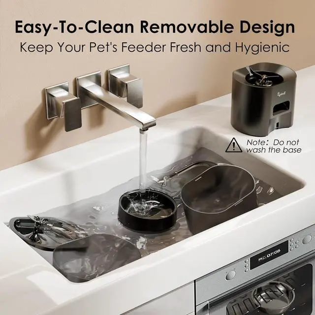 Alt view image 7 of 7 - Automatic Cat Feeder and Water Fountain, Rywell App Control 3L Timed Cat Food Dispenser and 85oz/2.5L Automatic Water Dispenser with Quiet Pump, Dual Power Supply Pet Feeder Set with Voice Recorder