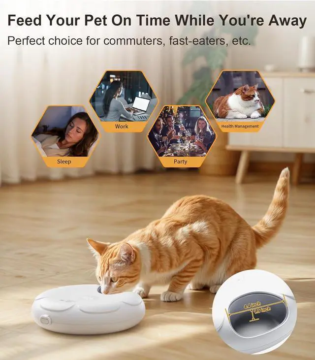 Alt view image 2 of 7 - Automatic Cat Feeder Cordless - Automatic Cat Food Dispenser for Wet Moist Food with 4 Ice Packs Rechargeable Auto Feeder for Cats Small Dogs with Programmable Timer Low Battery Indicator
