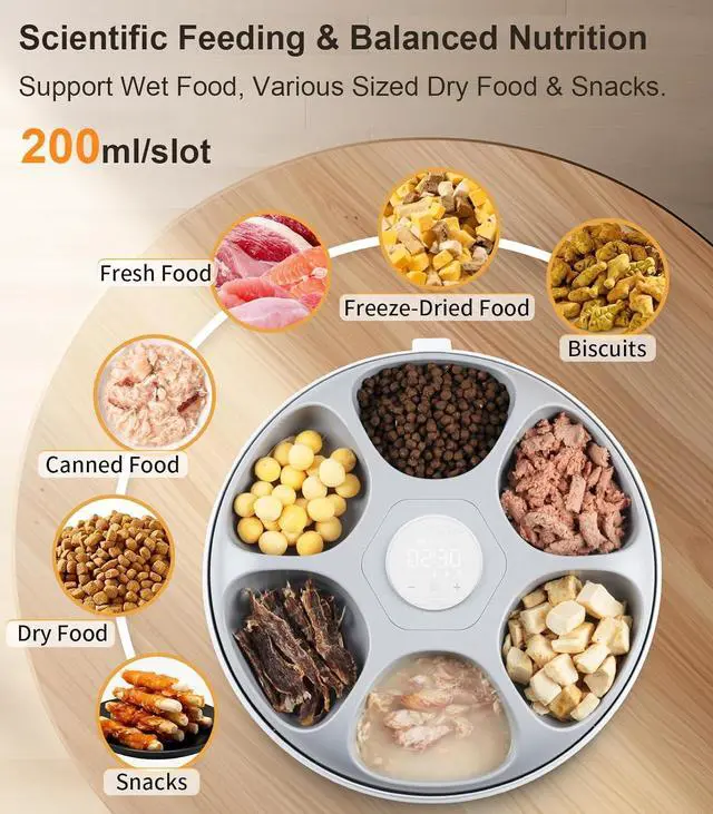 Alt view image 3 of 7 - Automatic Cat Feeder Cordless - Automatic Cat Food Dispenser for Wet Moist Food with 4 Ice Packs Rechargeable Auto Feeder for Cats Small Dogs with Programmable Timer Low Battery Indicator