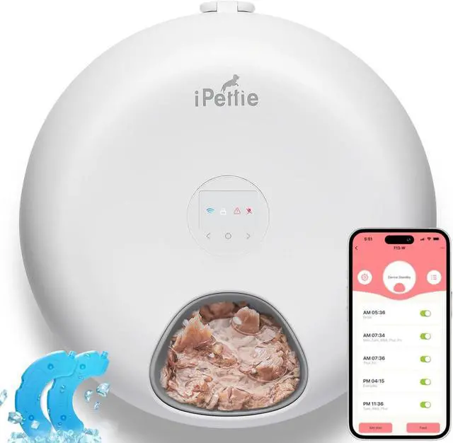 Main image of Donut Frost WiFi 6 Meal Automatic Cat Food Dispenser with App Control, Dry & Wet Food Automatic Cat Feeder, Smart Dog Feeder with Two Ice Packs, Programmable Timer, Holds 6 x ½ lb. of Food