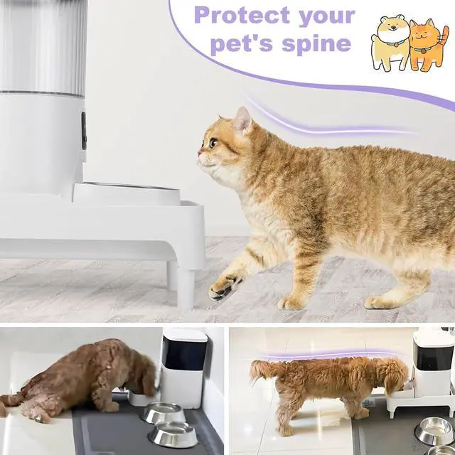 Alt view image 3 of 7 - Adjustable Cat Feeder Stand, Elevated Holder for Automatic Feeders, 3-5.1 in, Nonslip, Adjustable