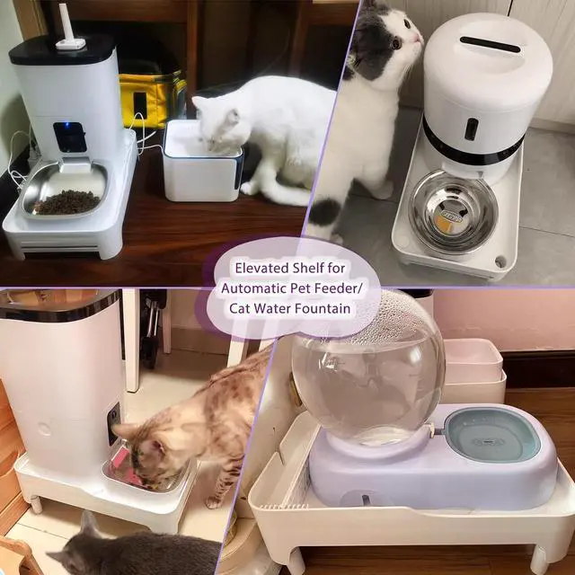 Alt view image 7 of 7 - Adjustable Cat Feeder Stand, Elevated Holder for Automatic Feeders, 3-5.1 in, Nonslip, Adjustable