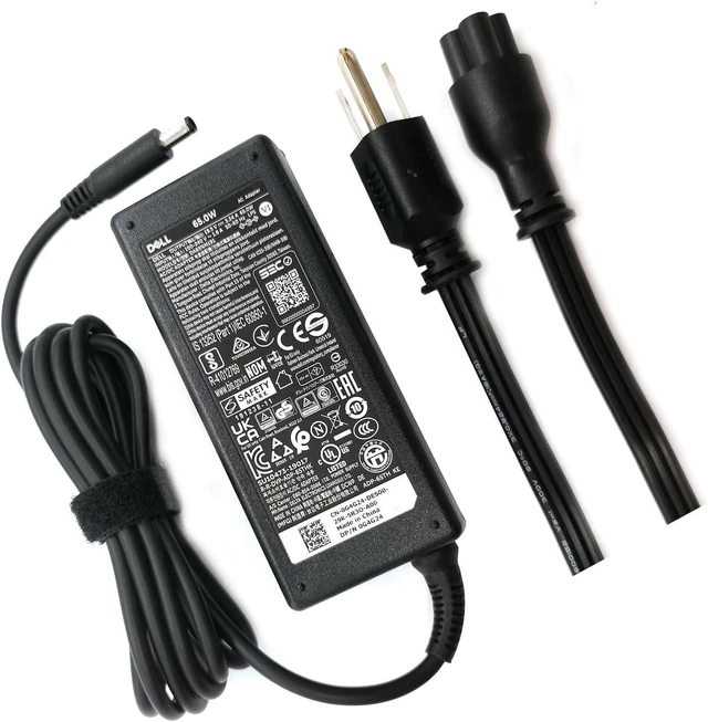 Main image of Dell 65W 4.5mm tip Laptop Charger,Latitude 3320 3330 3340 3420 3430 3435 3440 3450 3520 3530 3535 3540 AC Adapter, Black, DA65NM191