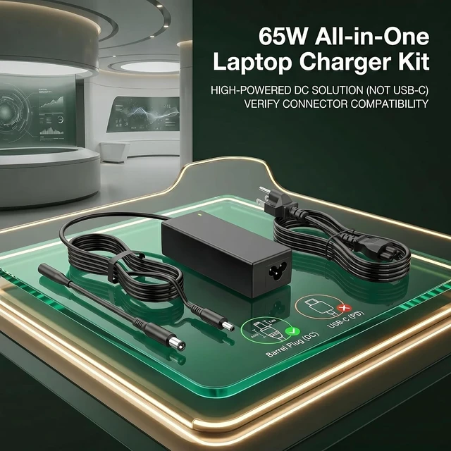 Alt view image 3 of 7 - 65W Laptop Charger Compatible with Dell Inspiron Latitude, 4.5mm/7.4mm