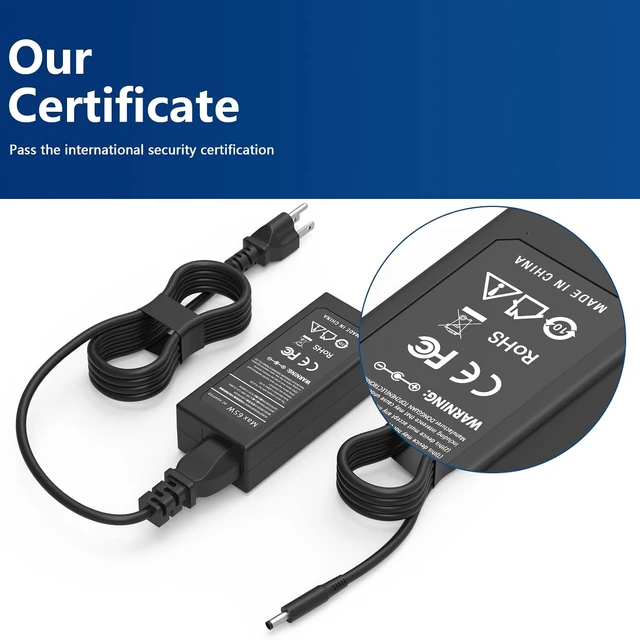Alt view image 5 of 7 - 65W 4.5mm AC Adapter Compatible with Dell 15 DC15250 DC15255 Pro 16 14