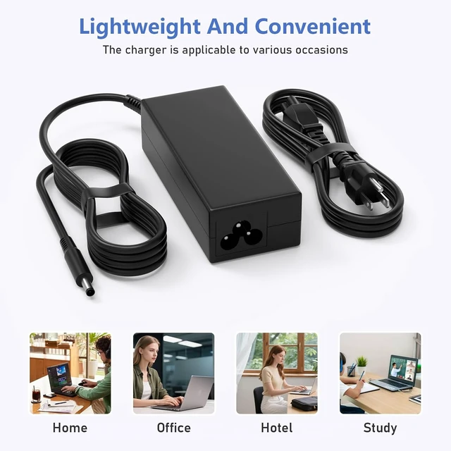 Alt view image 6 of 7 - 65W 4.5mm AC Adapter Compatible with Dell 15 DC15250 DC15255 Pro 16 14
