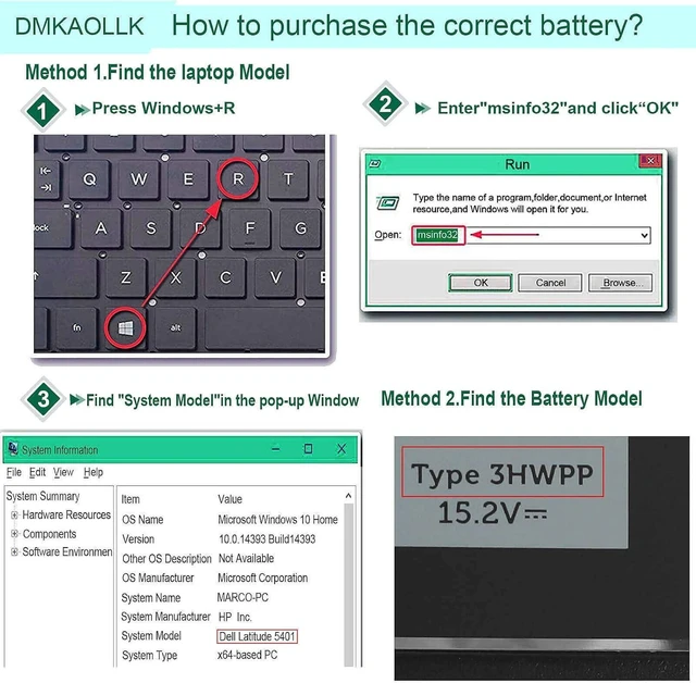 Alt view image 3 of 6 - 68Wh 3HWPP Replacement Battery for Dell Latitude 5410 5510 5501 5401 5411